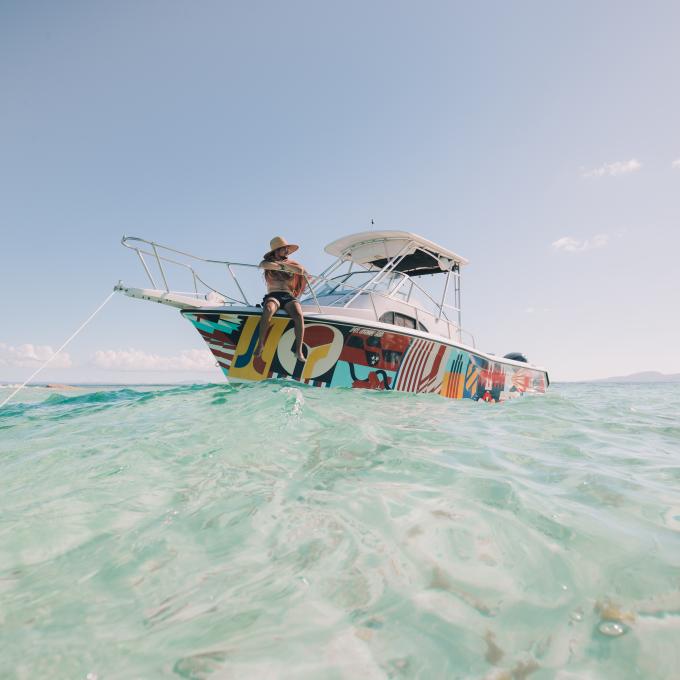 On a boat off the coast of Puerto Rico