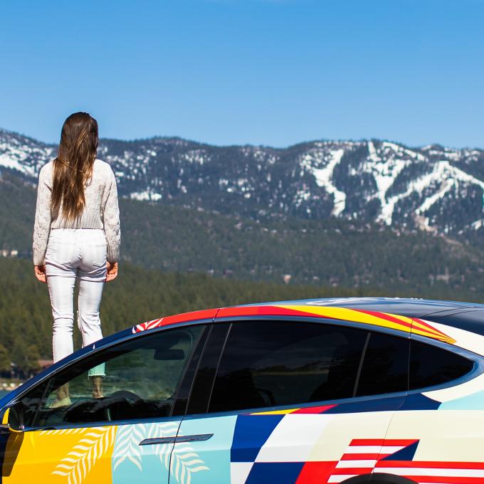 Stopping to take in mountain views on a California road trip