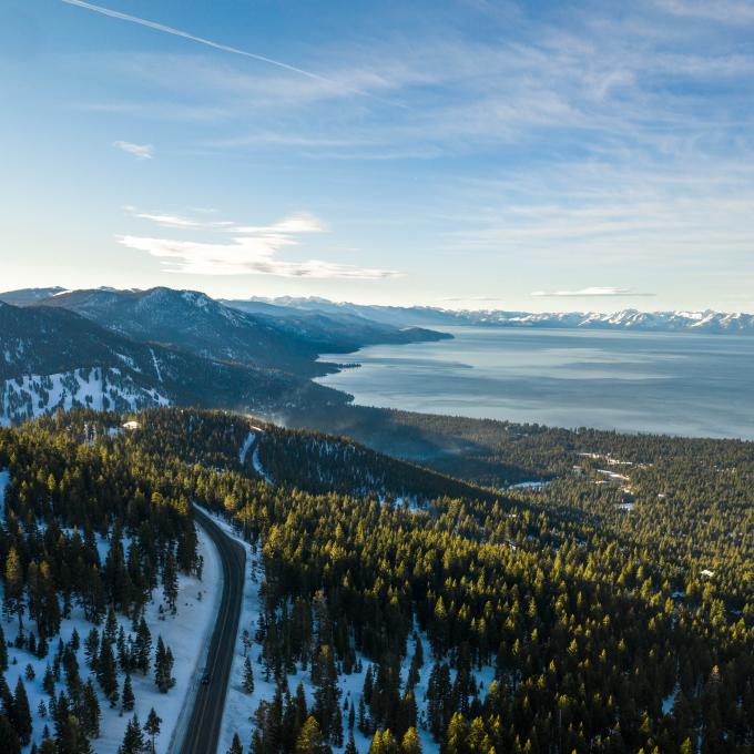 View of Lake Tahoe from the ski slopes