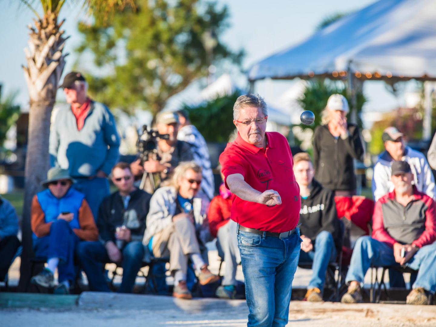 Competing during the Pétanque Amelia Island Open Competing during the Pétanque Amelia Island Open