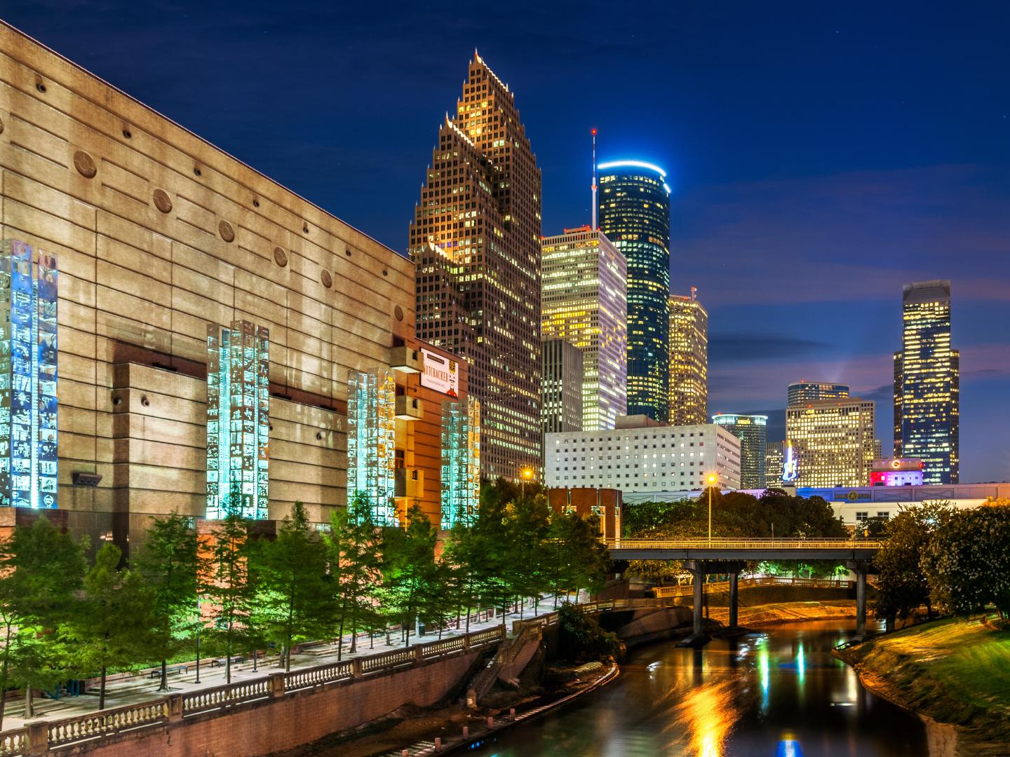 Vue sur Houston, dans le Texas, la nuit Vue sur Houston, dans le Texas, la nuit