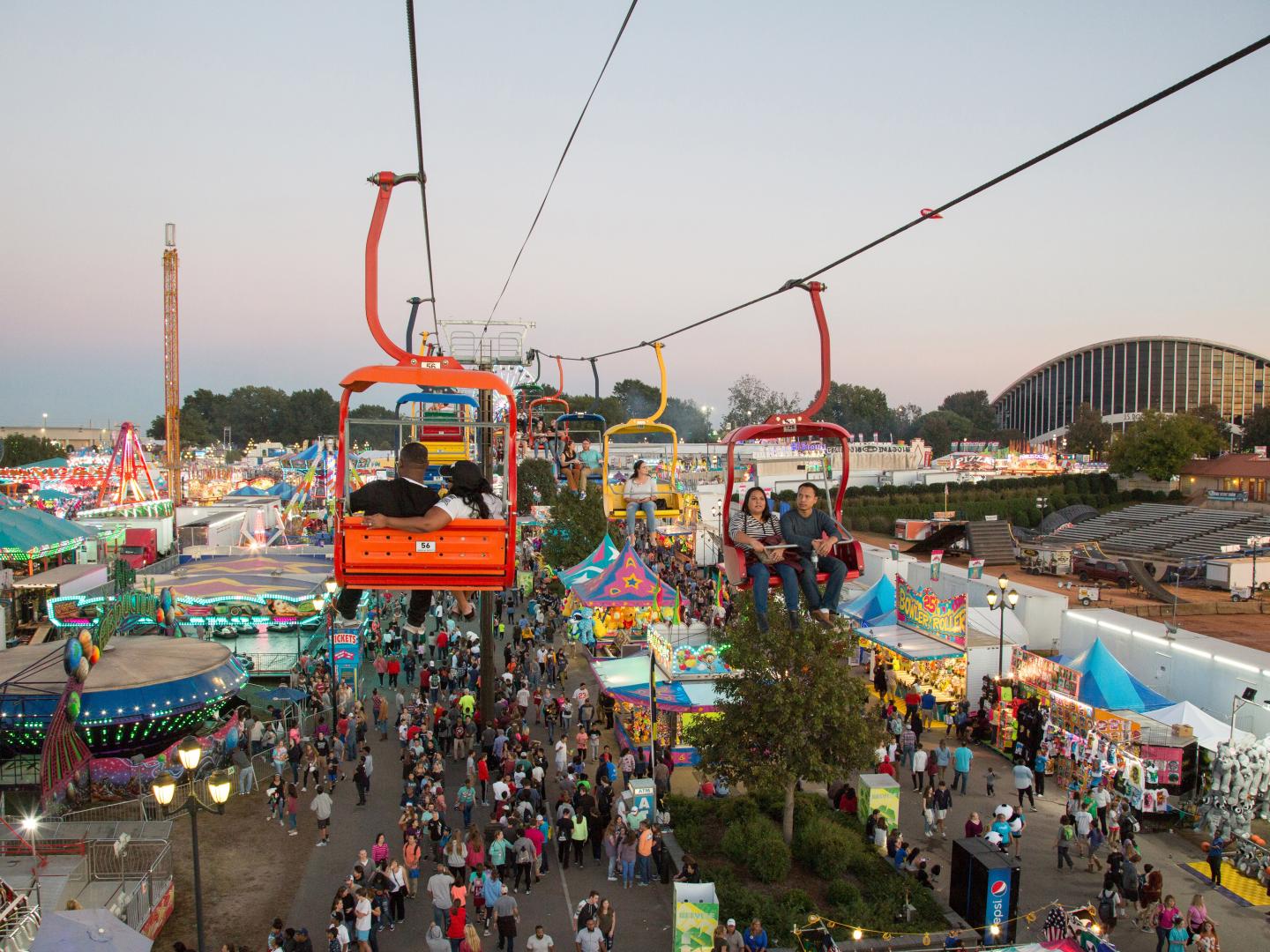A skyride at the North Carolina State Fair in Raleigh A skyride at the North Carolina State Fair in Raleigh