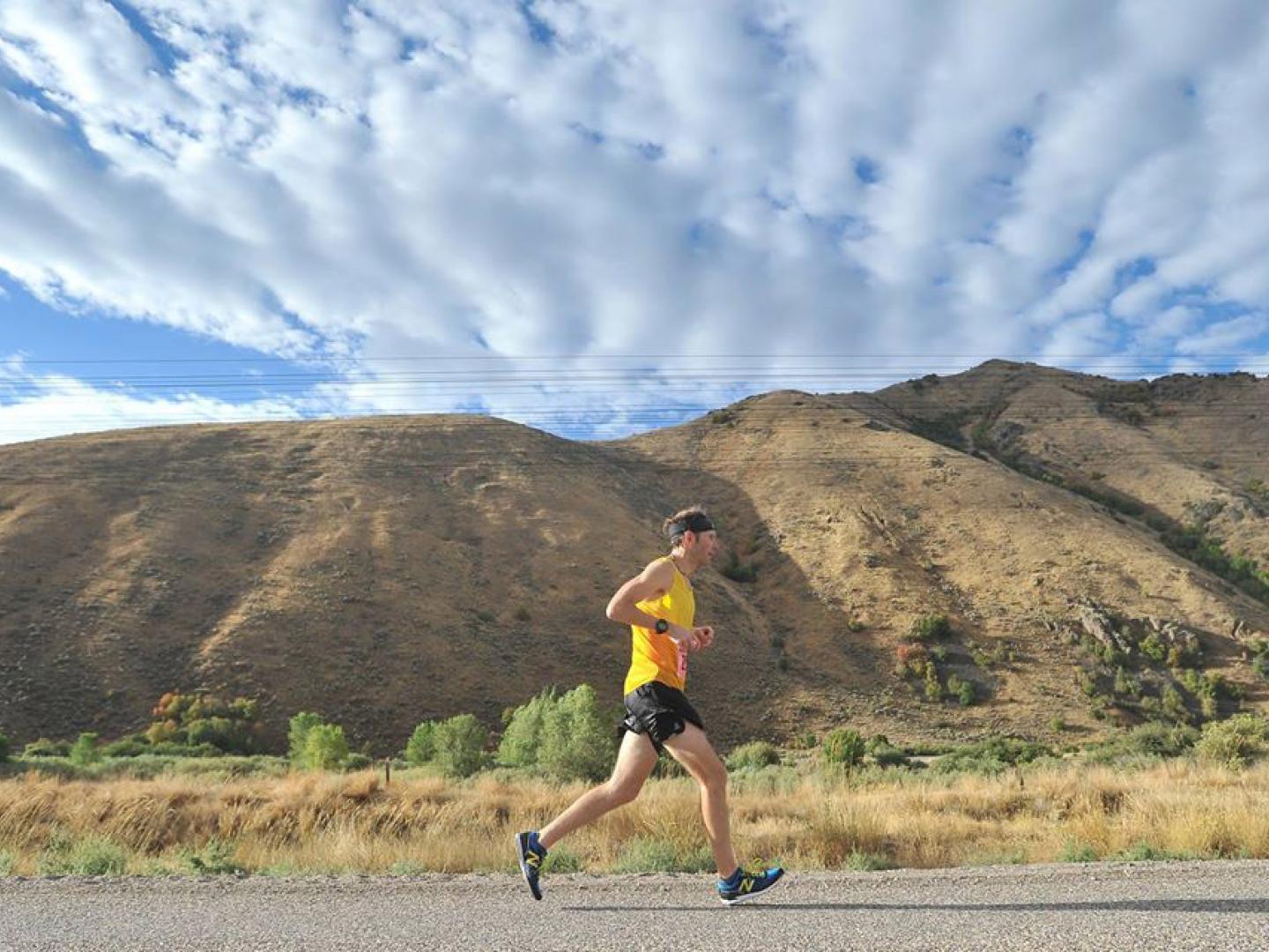Coureur lors du Pocatello Marathon, dans l’Idaho Coureur lors du Pocatello Marathon, dans l’Idaho