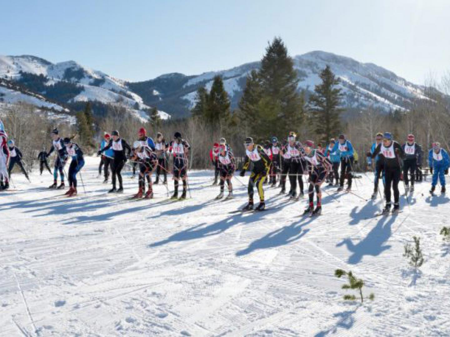 Skieurs lors de la course de ski Potato Cup Cross-country à Pocatello, dans l’Idaho Skieurs lors de la course de ski Potato Cup Cross-country à Pocatello, dans l’Idaho