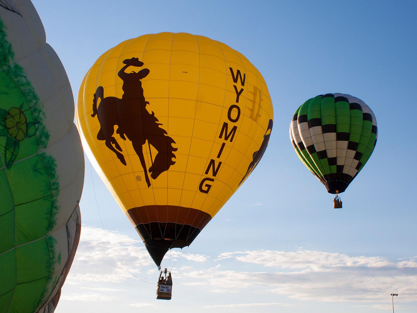 Hot air balloons rise over Riverton, Wyoming Hot air balloons rise over Riverton, Wyoming