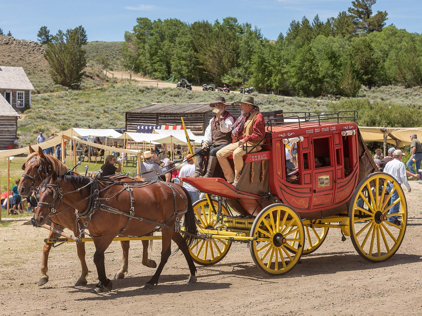 A covered wagon at South Pass City Gold Rush Days in South Pass City, Wyoming A covered wagon at South Pass City Gold Rush Days in South Pass City, Wyoming