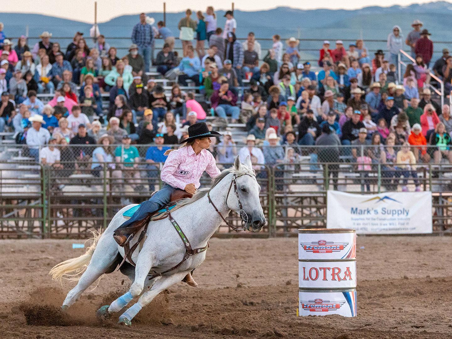 A competitor in the Wind River Rodeo in Riverton, Wyoming A competitor in the Wind River Rodeo in Riverton, Wyoming