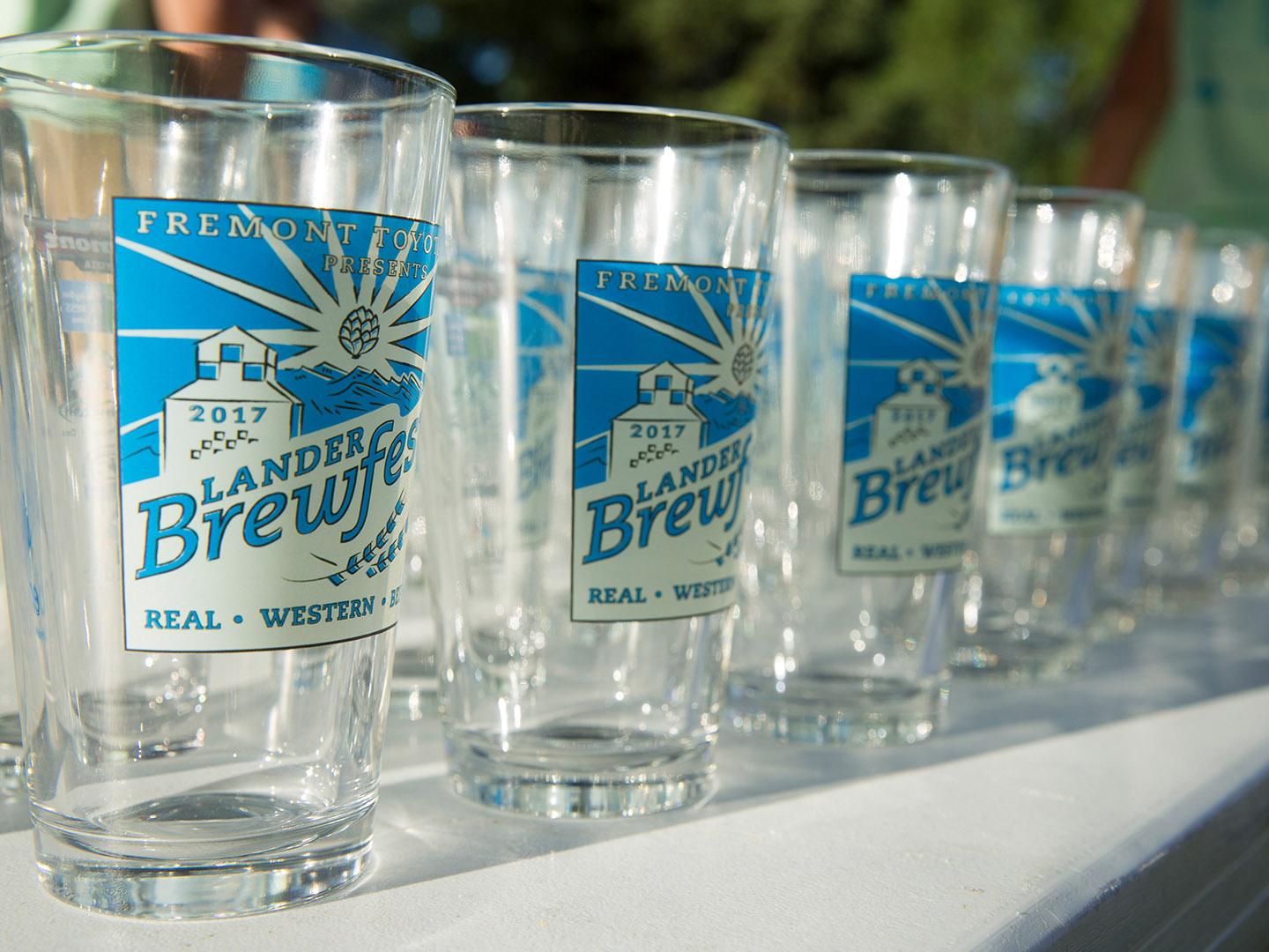 Commemorative pint glasses at Lander Brew Fest in Lander, Wyoming Commemorative pint glasses at Lander Brew Fest in Lander, Wyoming