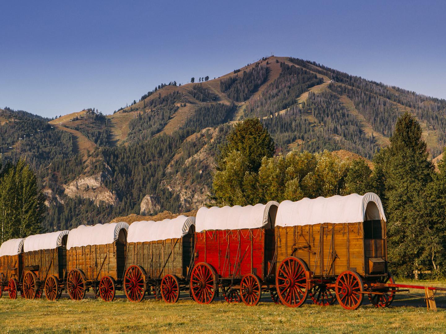 Historical covered wagons in Ketchum, Idaho Historical covered wagons in Ketchum, Idaho