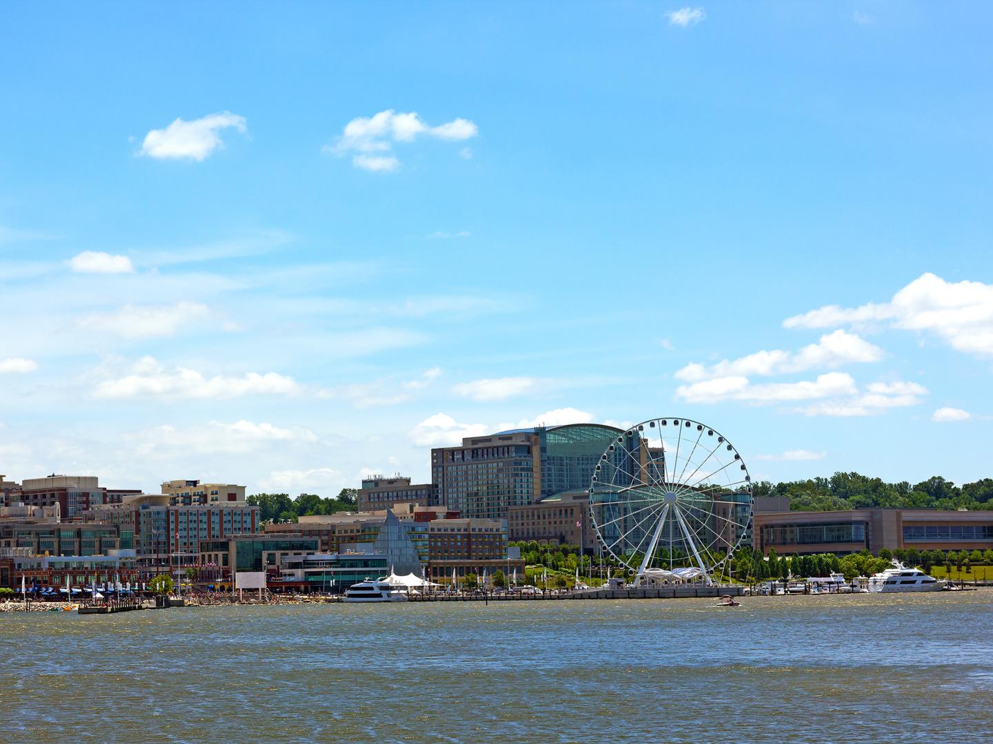 View of National Harbor from Woodrow Wilson Bridge View of National Harbor from Woodrow Wilson Bridge