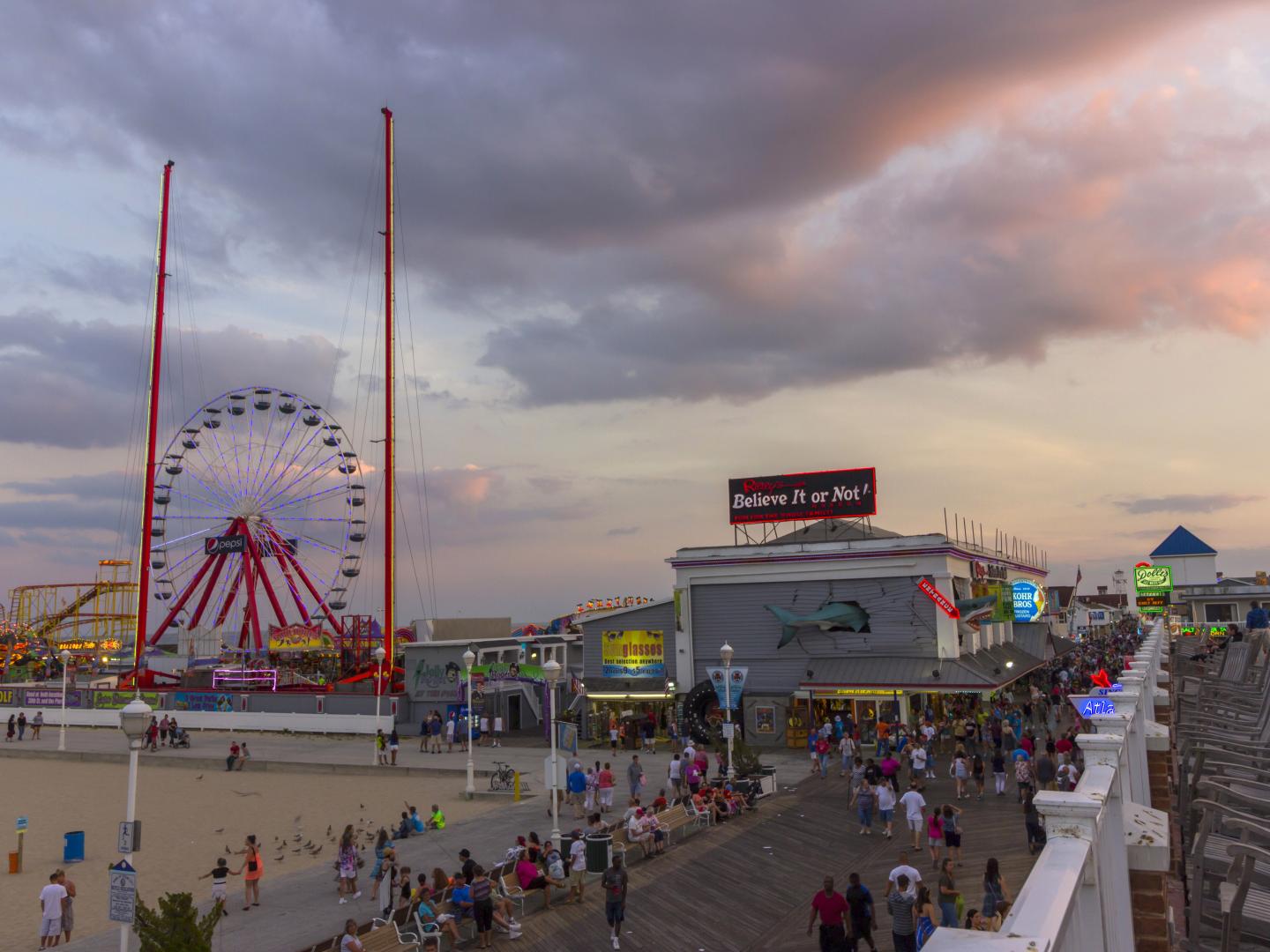 Ocean City boardwalk at dusk Ocean City boardwalk at dusk