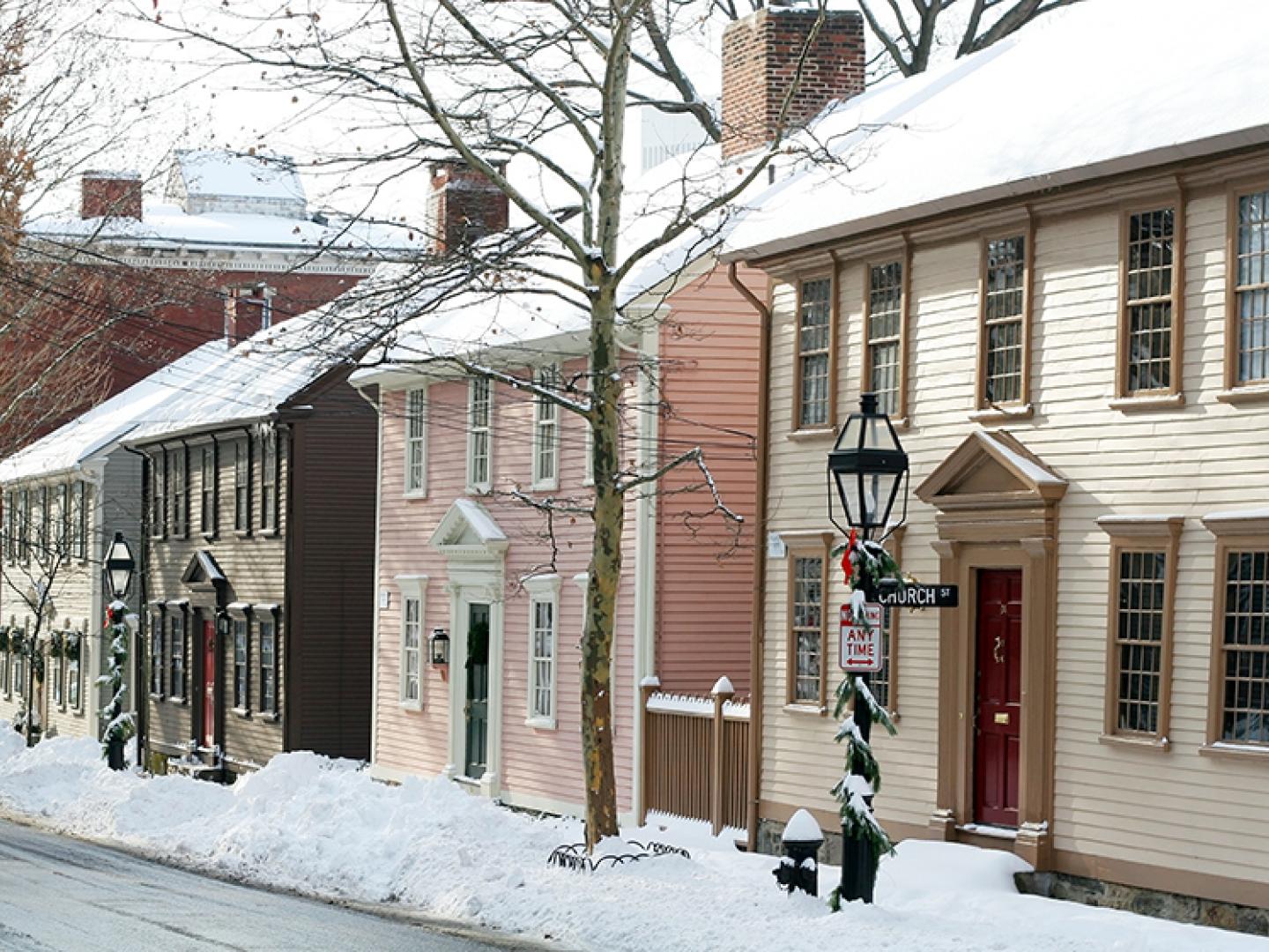 Benefit Street Mile of History, full of Colonial homes, museums and churches in Providence, Rhode Island Benefit Street Mile of History, full of Colonial homes, museums and churches in Providence, Rhode Island