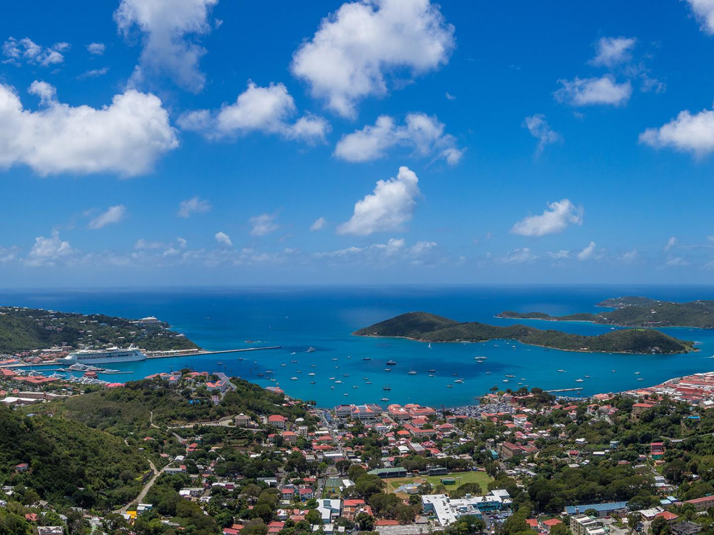 The view of Magens Bay from Mountain Top St. Thomas in the U.S. Virgin Islands The view of Magens Bay from Mountain Top St. Thomas in the U.S. Virgin Islands