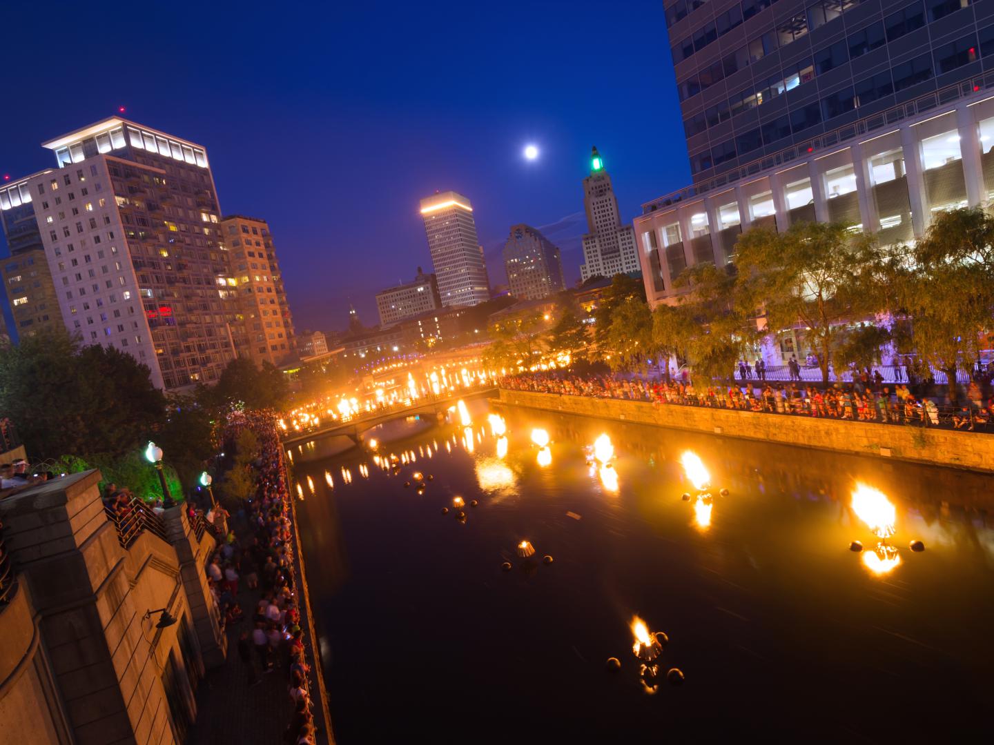WaterFire Providence fire sculpture installation WaterFire Providence fire sculpture installation