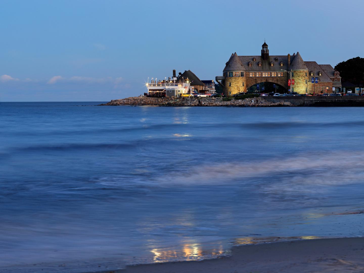 An evening view from Narragansett Town Beach in Rhode Island An evening view from Narragansett Town Beach in Rhode Island