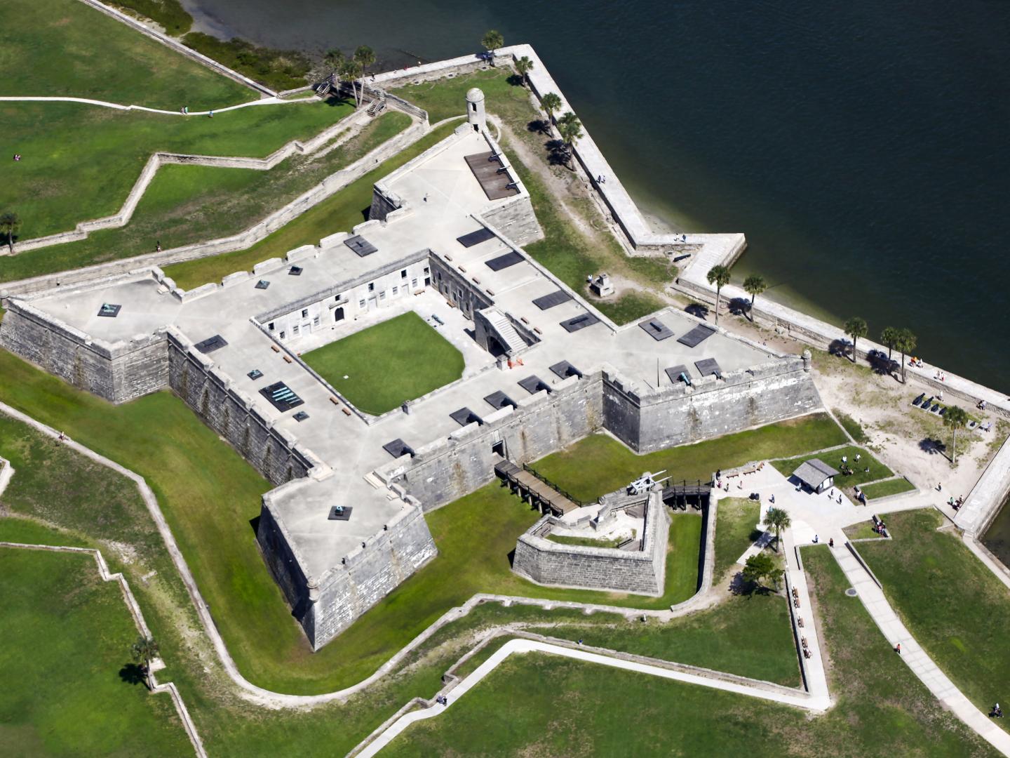 Aerial view of Castillo de San Marcos National Monument in St. Augustine, Florida Aerial view of Castillo de San Marcos National Monument in St. Augustine, Florida