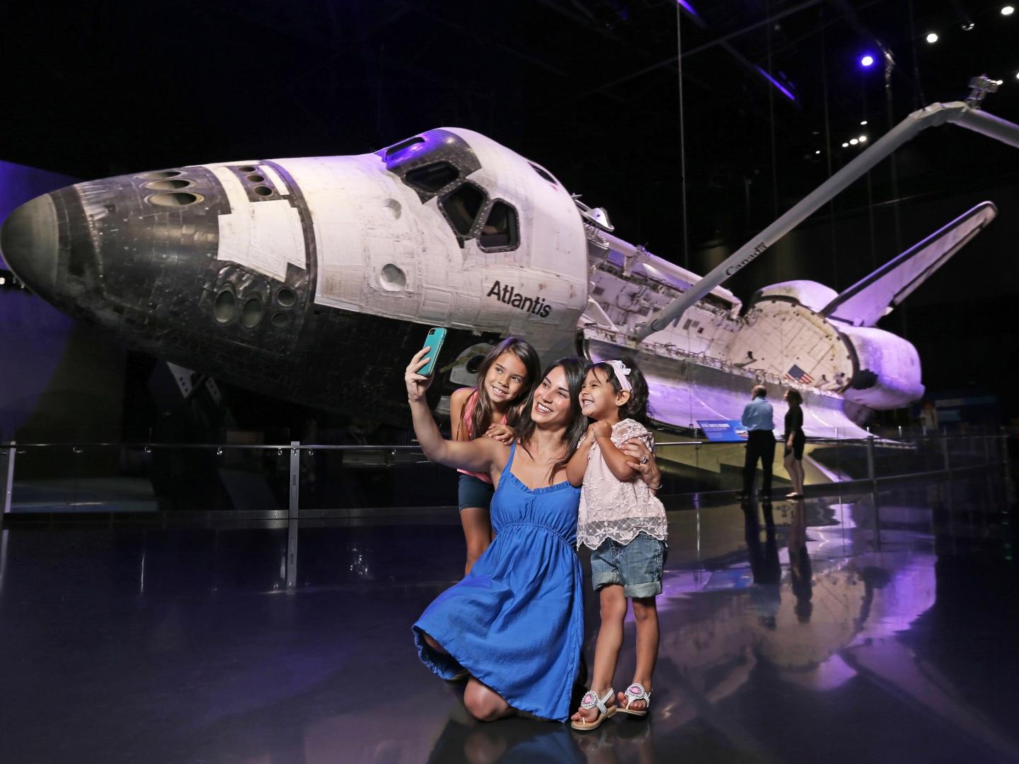 Family selfie at Kennedy Space Center Visitor Complex in Cape Canaveral, Florida Family selfie at Kennedy Space Center Visitor Complex in Cape Canaveral, Florida