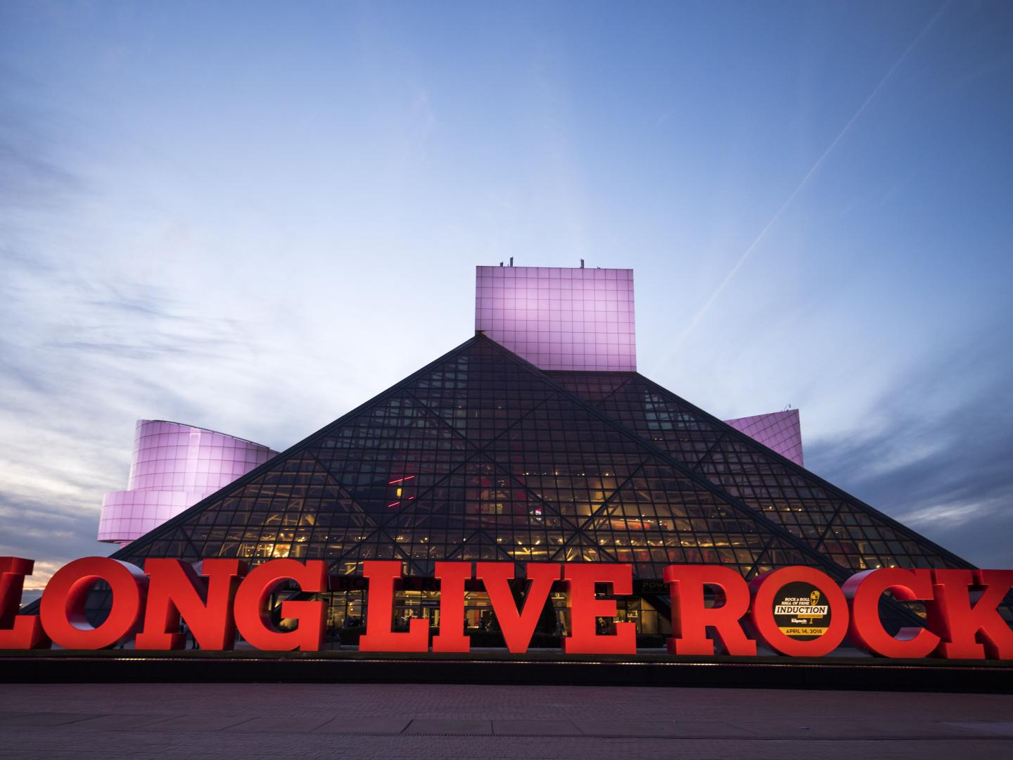 Outside the Rock & Roll Hall of Fame in Cleveland, Ohio Outside the Rock & Roll Hall of Fame in Cleveland, Ohio