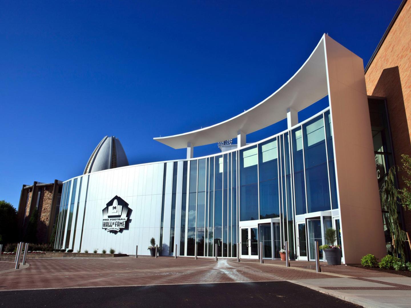 Exterior of the Pro Football Hall of Fame in Canton, Ohio Exterior of the Pro Football Hall of Fame in Canton, Ohio