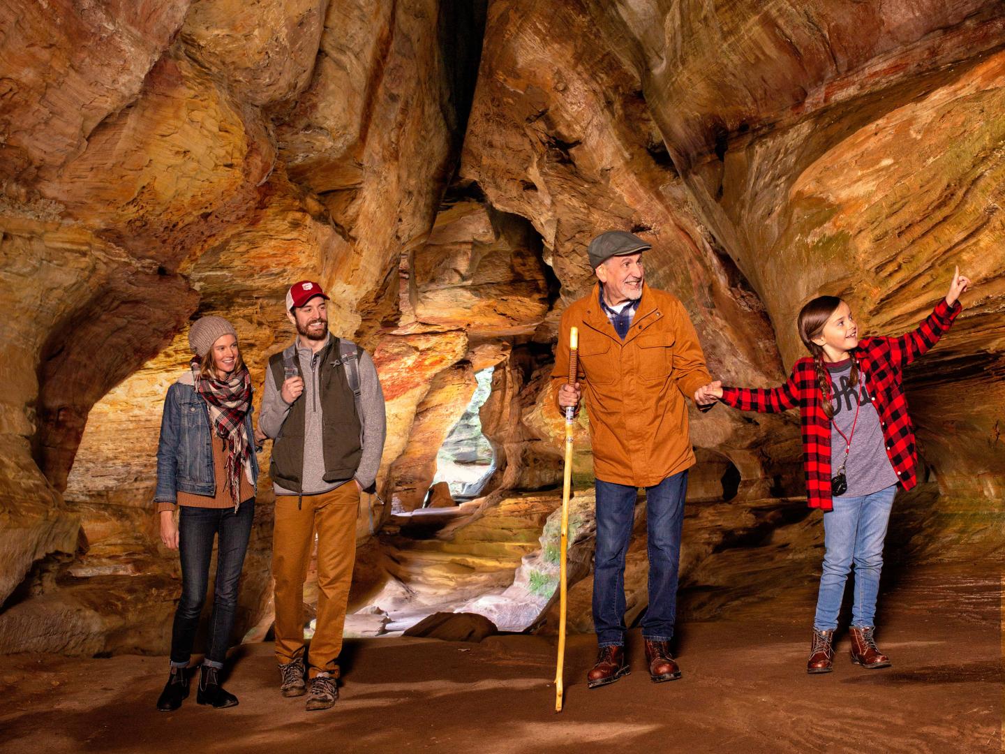 Exploring the cave known as Rock House in Hocking Hills State Park, Ohio Exploring the cave known as Rock House in Hocking Hills State Park, Ohio