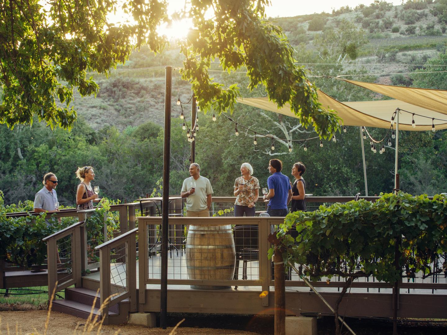 Sipping wine on a patio at Page Springs Cellars in Cornville, Arizona Sipping wine on a patio at Page Springs Cellars in Cornville, Arizona
