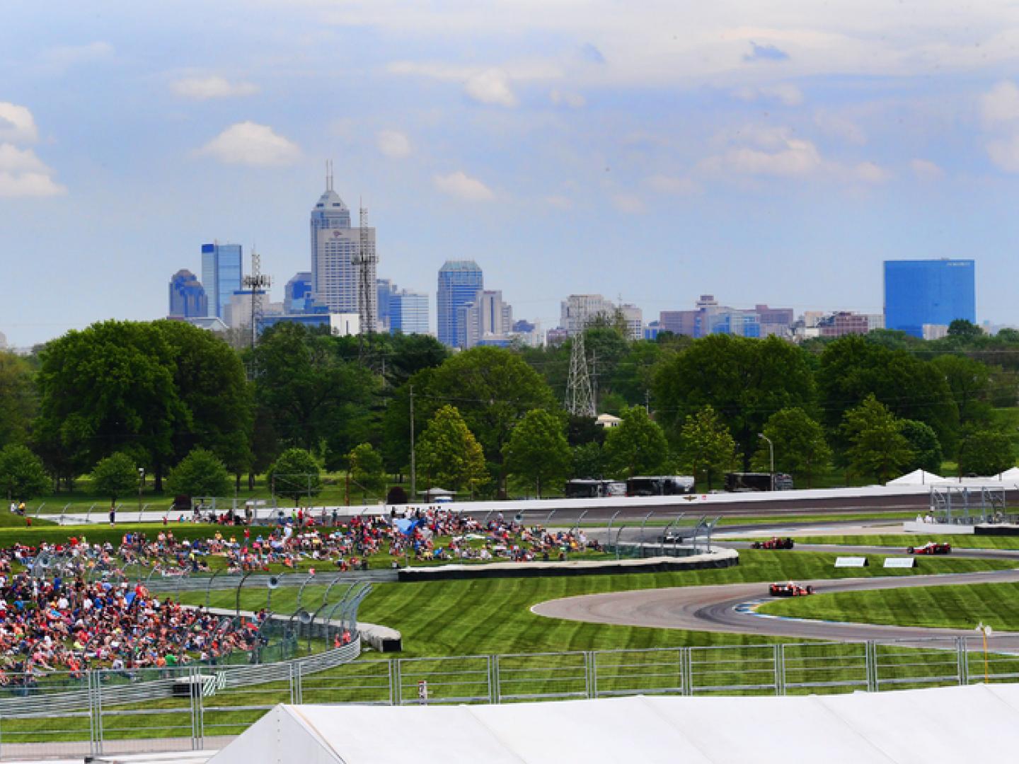 The Indianapolis Motor Speedway and Indianapolis skyline The Indianapolis Motor Speedway and Indianapolis skyline