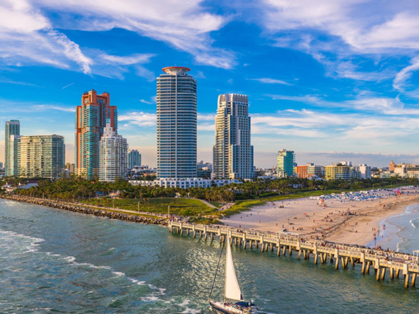 Vue aérienne de Miami Beach, en Floride Vue aérienne de Miami Beach, en Floride