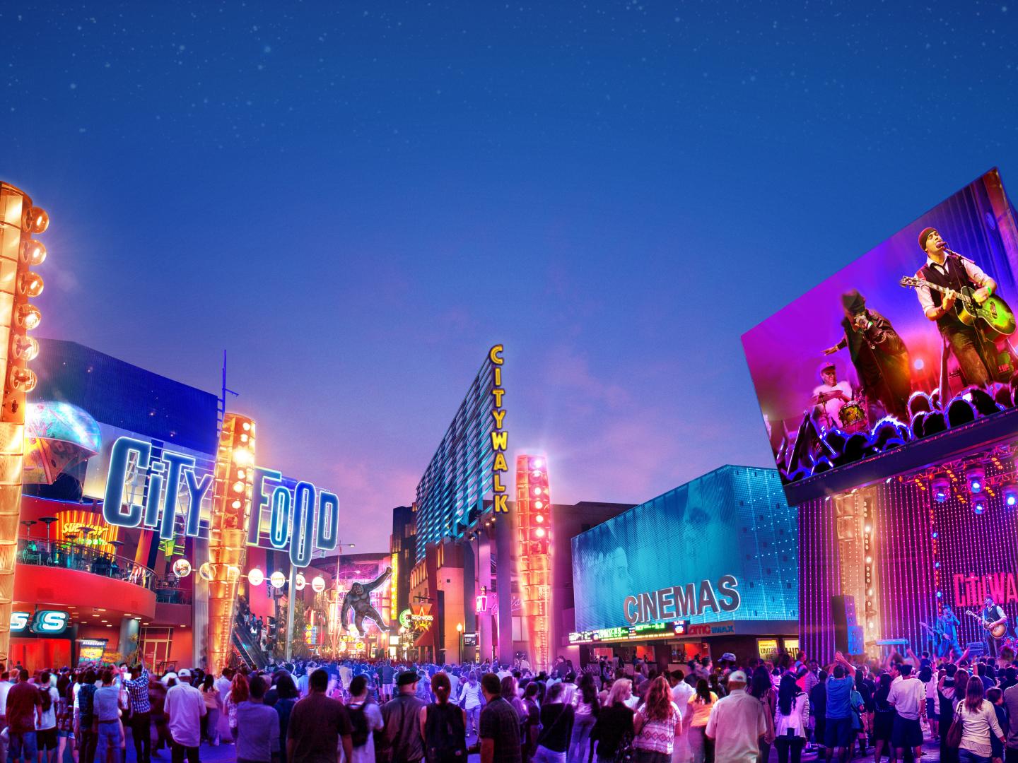 Universal’s CityWalk 上的众多娱乐设施选择 Universal’s CityWalk 上的众多娱乐设施选择