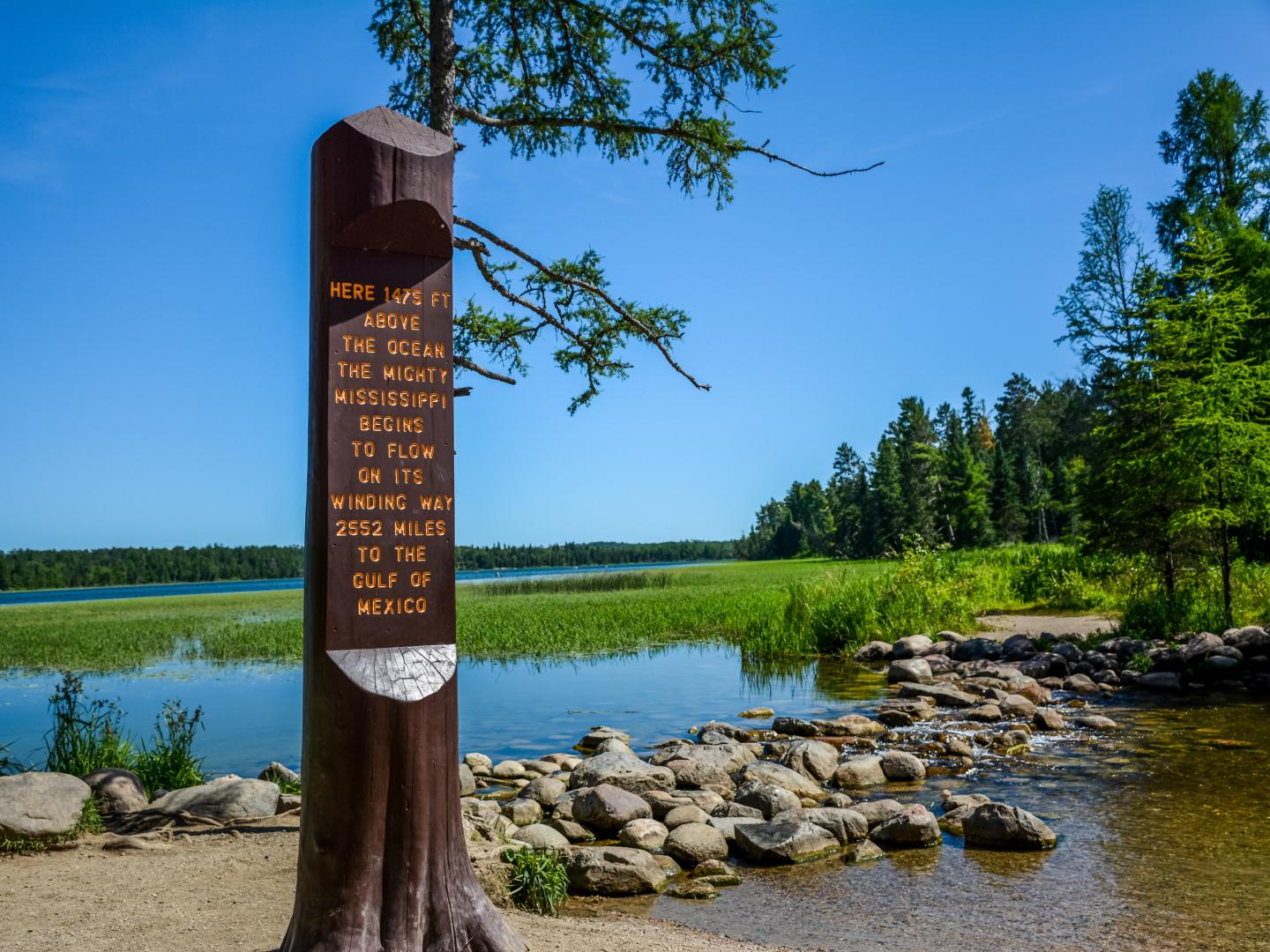 The site of the headwaters of the MIssissippi River in Itasca State Park, Minnesota The site of the headwaters of the MIssissippi River in Itasca State Park, Minnesota