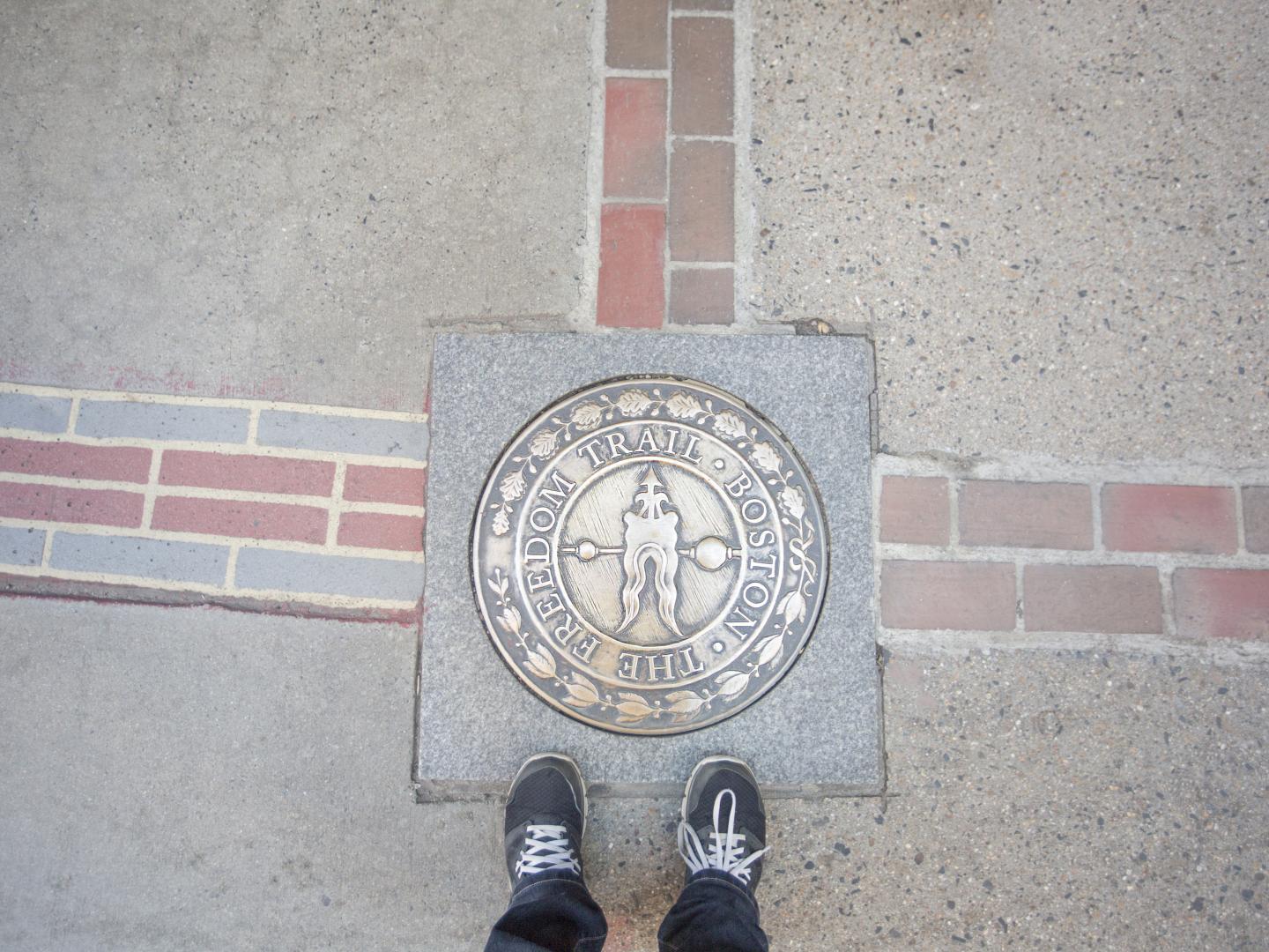 A marker along the Freedom Trail in Boston, Massachusetts A marker along the Freedom Trail in Boston, Massachusetts