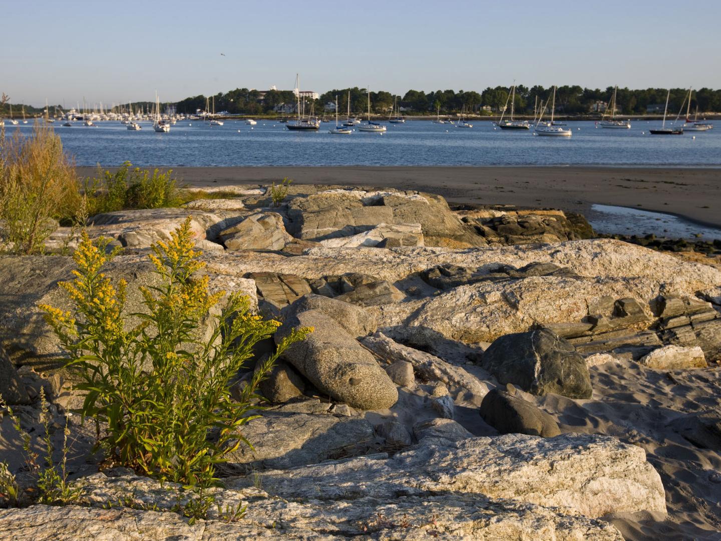 Vue de voiliers depuis Rye Beach, dans le New Hampshire Vue de voiliers depuis Rye Beach, dans le New Hampshire