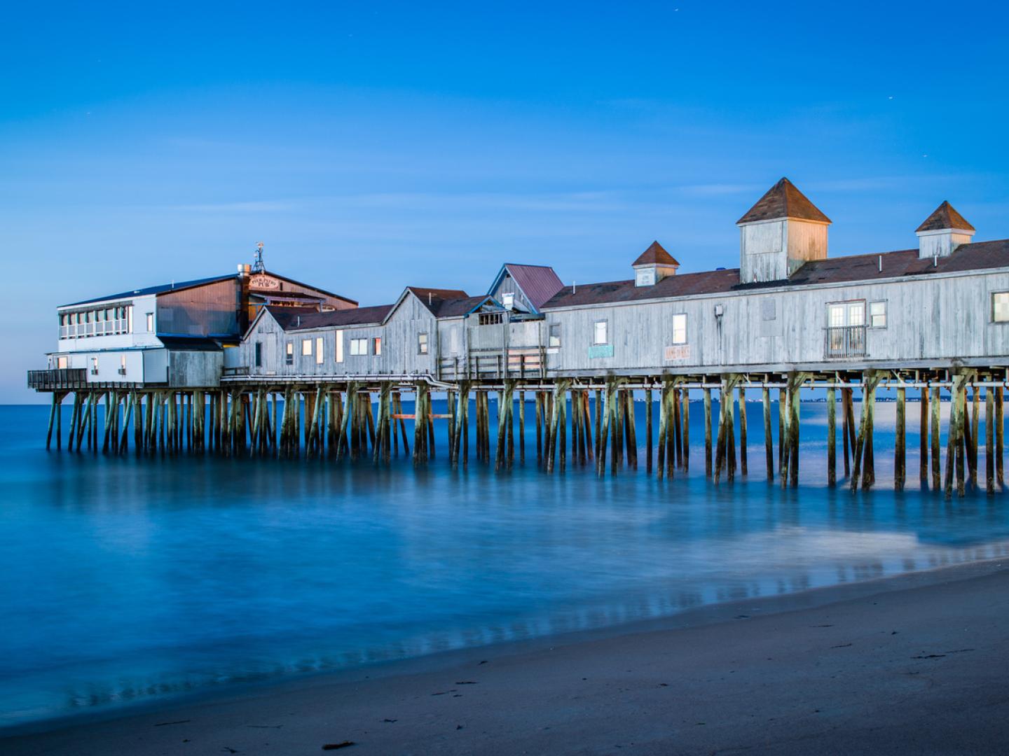 View of the Old Orchard Beach Pier in Maine View of the Old Orchard Beach Pier in Maine