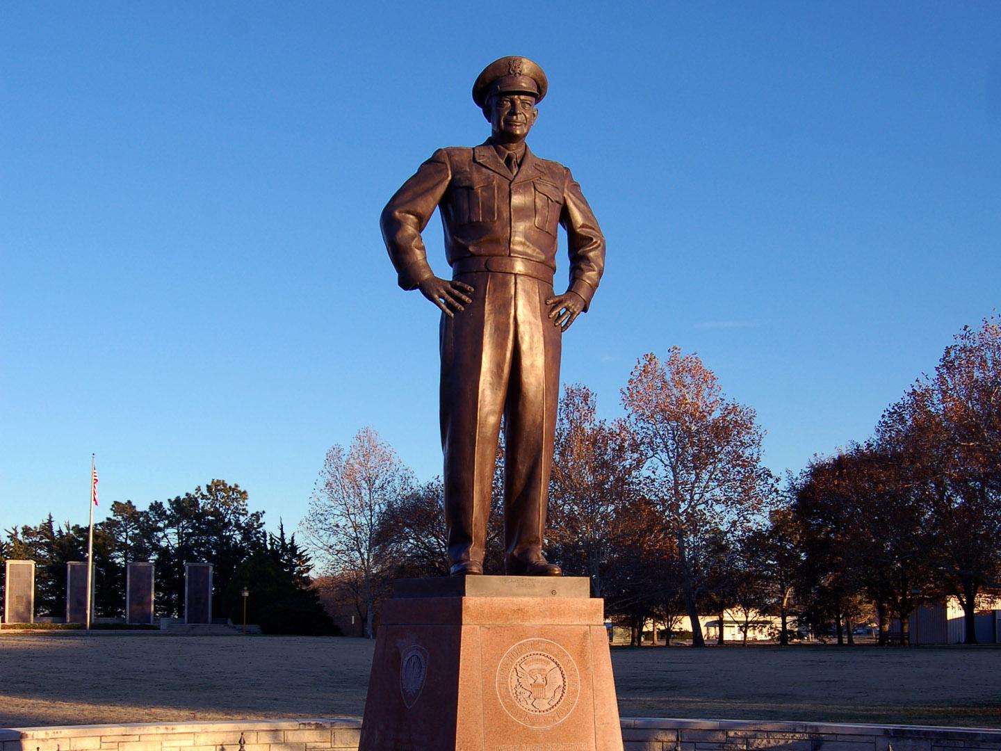 Statue of Dwight D. Eisenhower outside his Presidential Library & Museum in Abilene, Kansas Statue of Dwight D. Eisenhower outside his Presidential Library & Museum in Abilene, Kansas