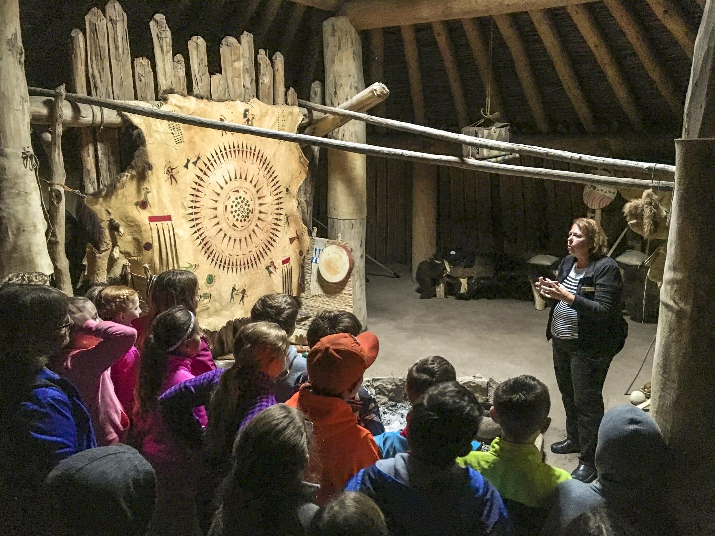 Inside the earth lodge at Knife River Indian Villages National Historic Site in North Dakota Inside the earth lodge at Knife River Indian Villages National Historic Site in North Dakota