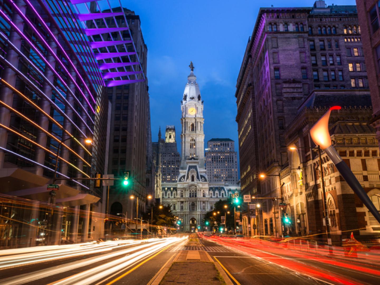 View of Philadelphia City Hall in Center City View of Philadelphia City Hall in Center City