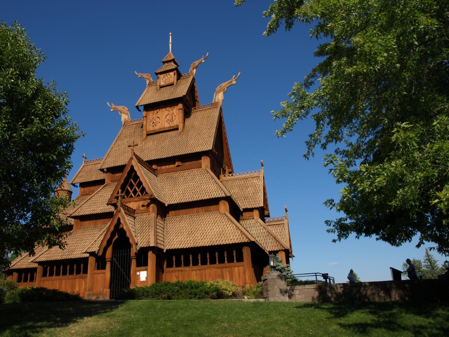 Replica of a Stave church at the Scandinavian Heritage Park in Minot, North Dakota Replica of a Stave church at the Scandinavian Heritage Park in Minot, North Dakota