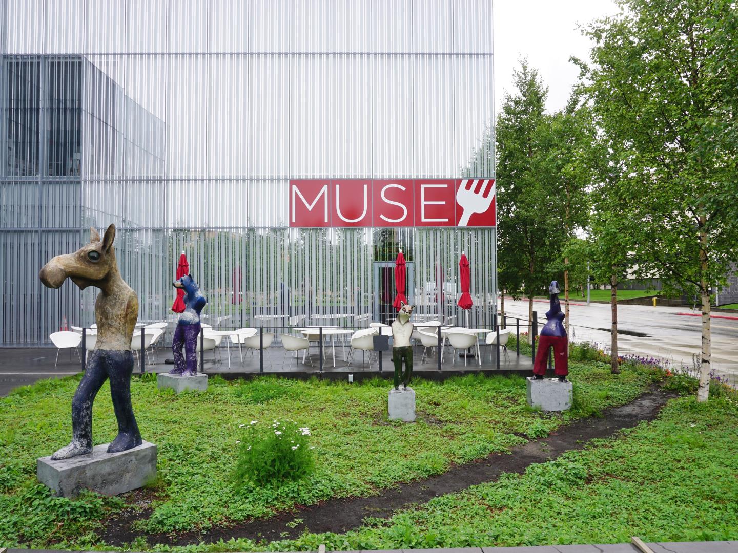Sculptures outside the Anchorage Museum in Alaska Sculptures outside the Anchorage Museum in Alaska