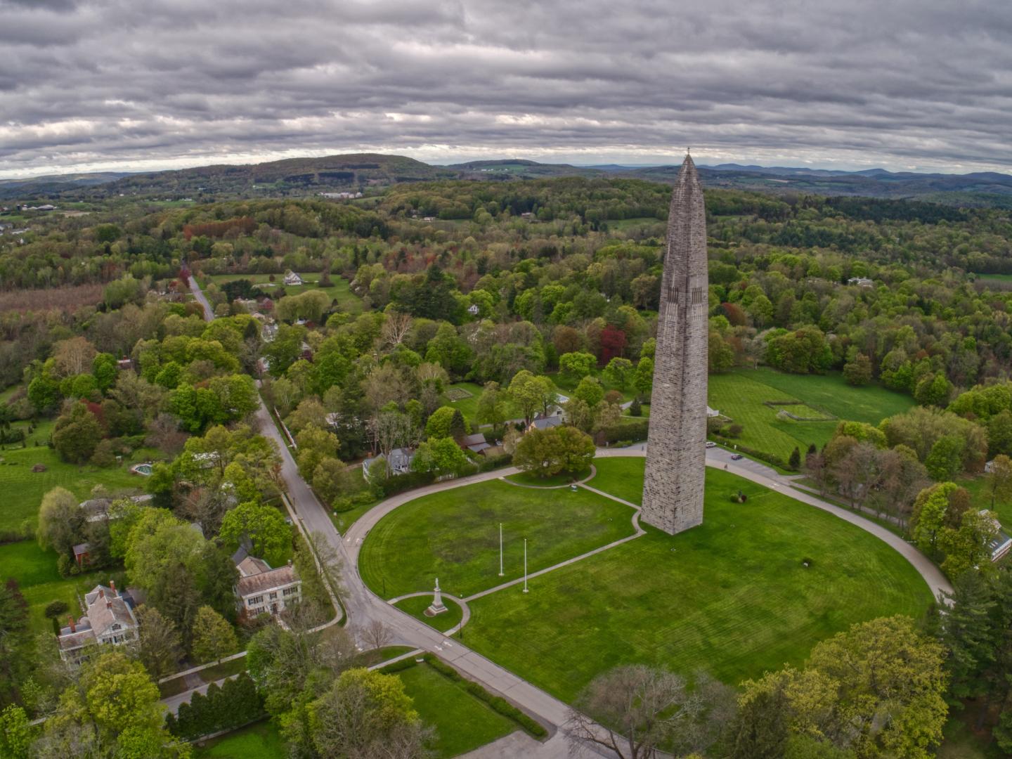 Aerial view of Bennington Battle Monument in Vermot Aerial view of Bennington Battle Monument in Vermot