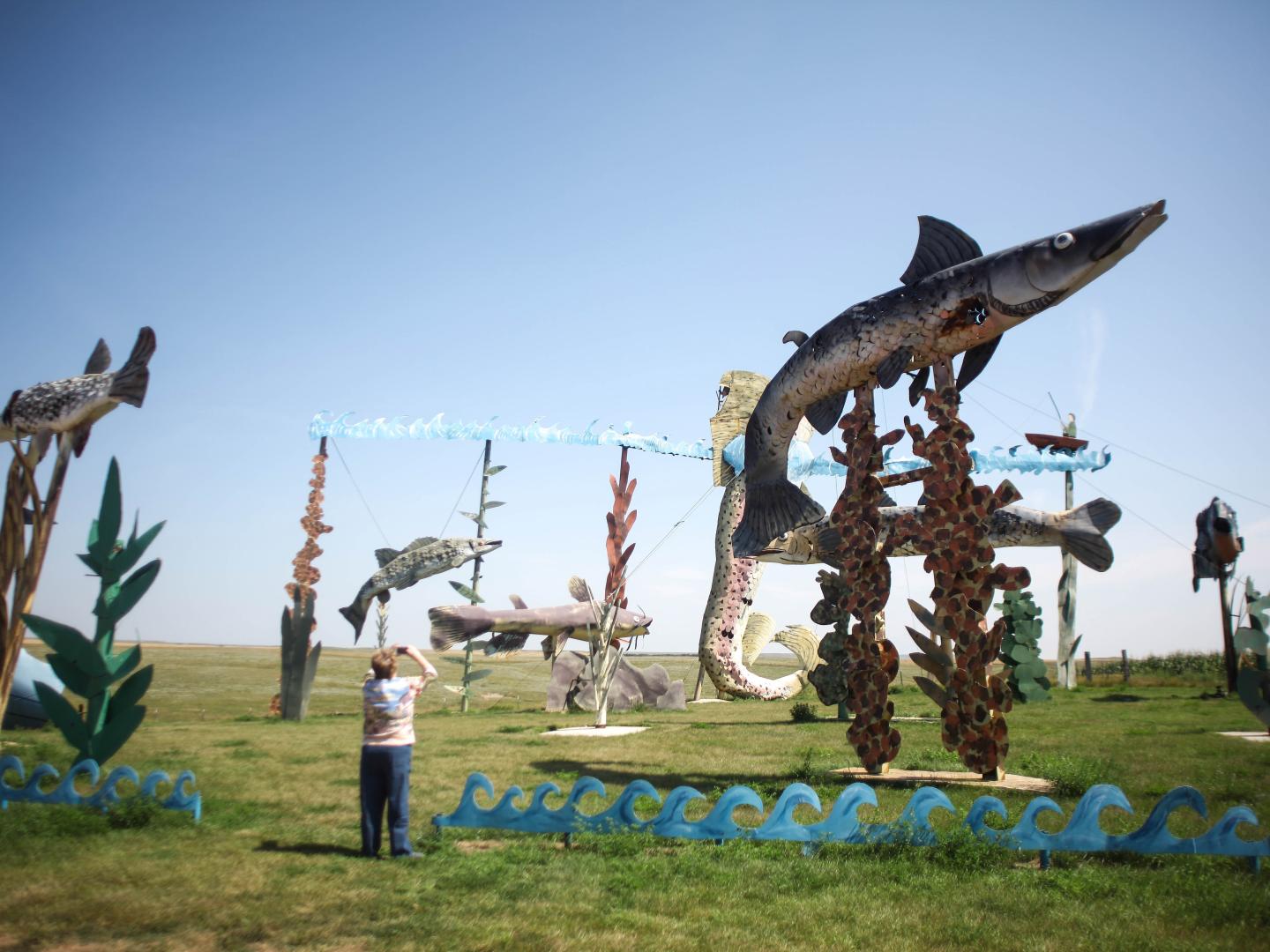 Viewing sculptures along the Enchanted Highway in North Dakota Viewing sculptures along the Enchanted Highway in North Dakota
