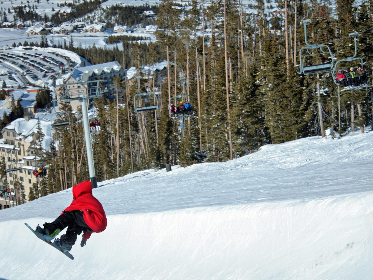 Snowboarding at Big Sky Resort in Montana Snowboarding at Big Sky Resort in Montana