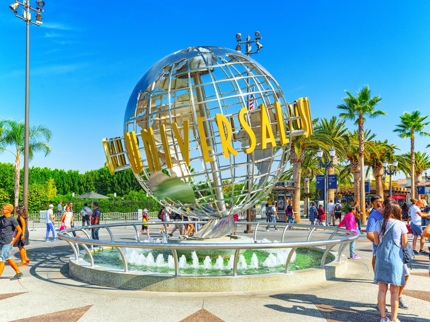The iconic globe at Universal Studios Hollywood in California The iconic globe at Universal Studios Hollywood in California