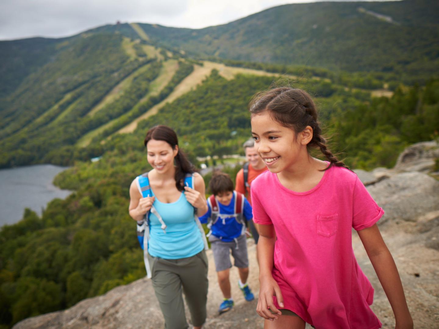 Family hike in Franconia Notch State Park in the White Mountains of New Hampshire Family hike in Franconia Notch State Park in the White Mountains of New Hampshire