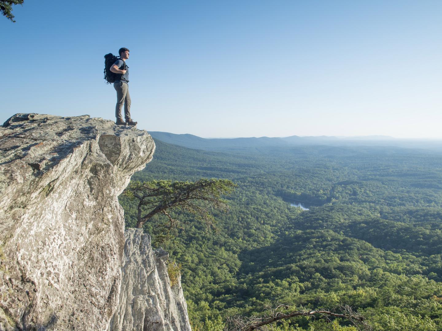 Taking in views during a hike up Mount Cheaha in Alabama Taking in views during a hike up Mount Cheaha in Alabama