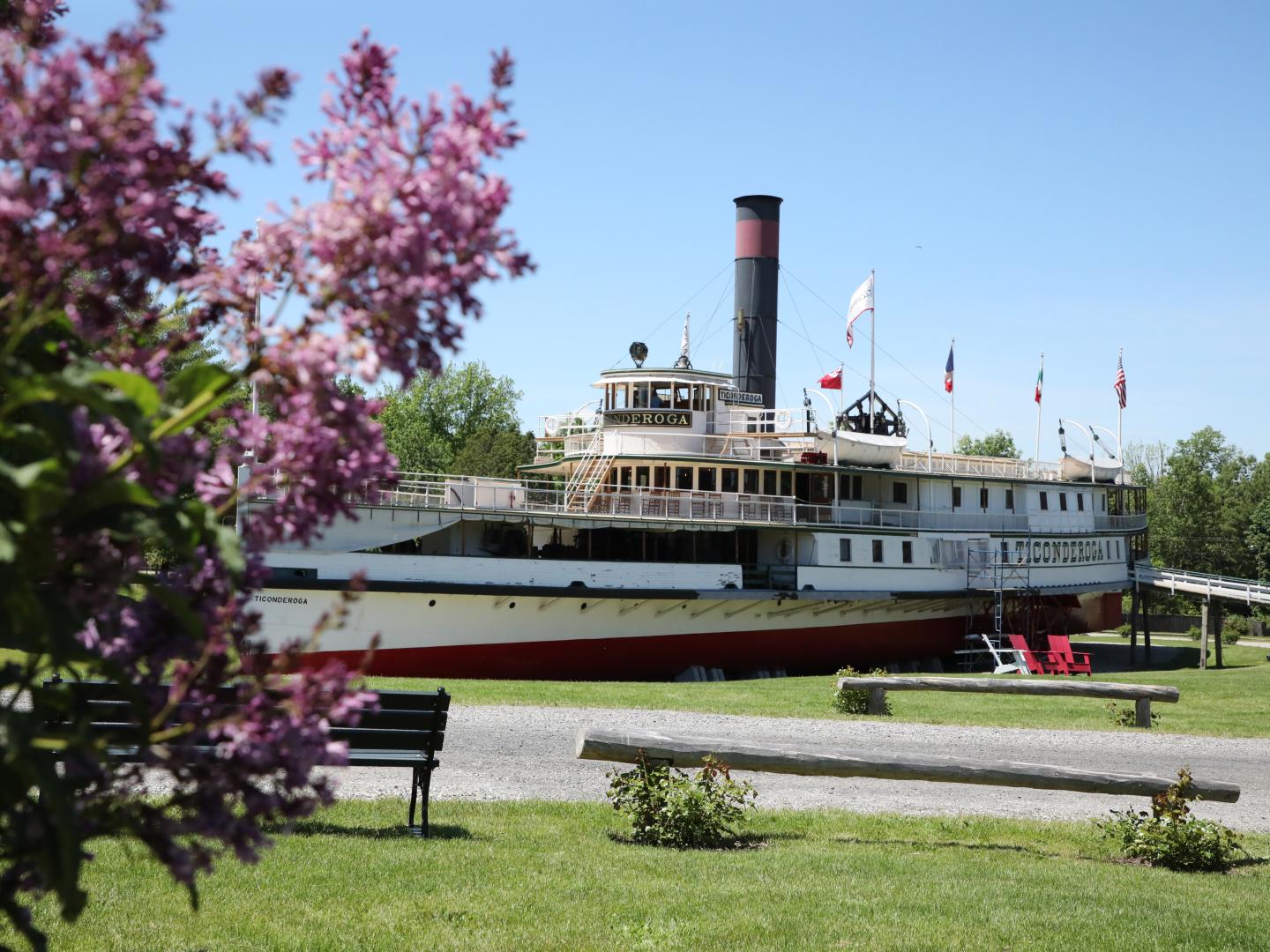 Steamboat Ticonderoga on the grounds of the Shelburne Museum in Vermont Steamboat Ticonderoga on the grounds of the Shelburne Museum in Vermont