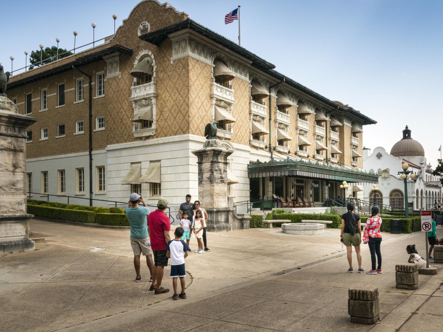 Admiring the architecture on Bathhouse Row in Hot Springs, Arkansas Admiring the architecture on Bathhouse Row in Hot Springs, Arkansas