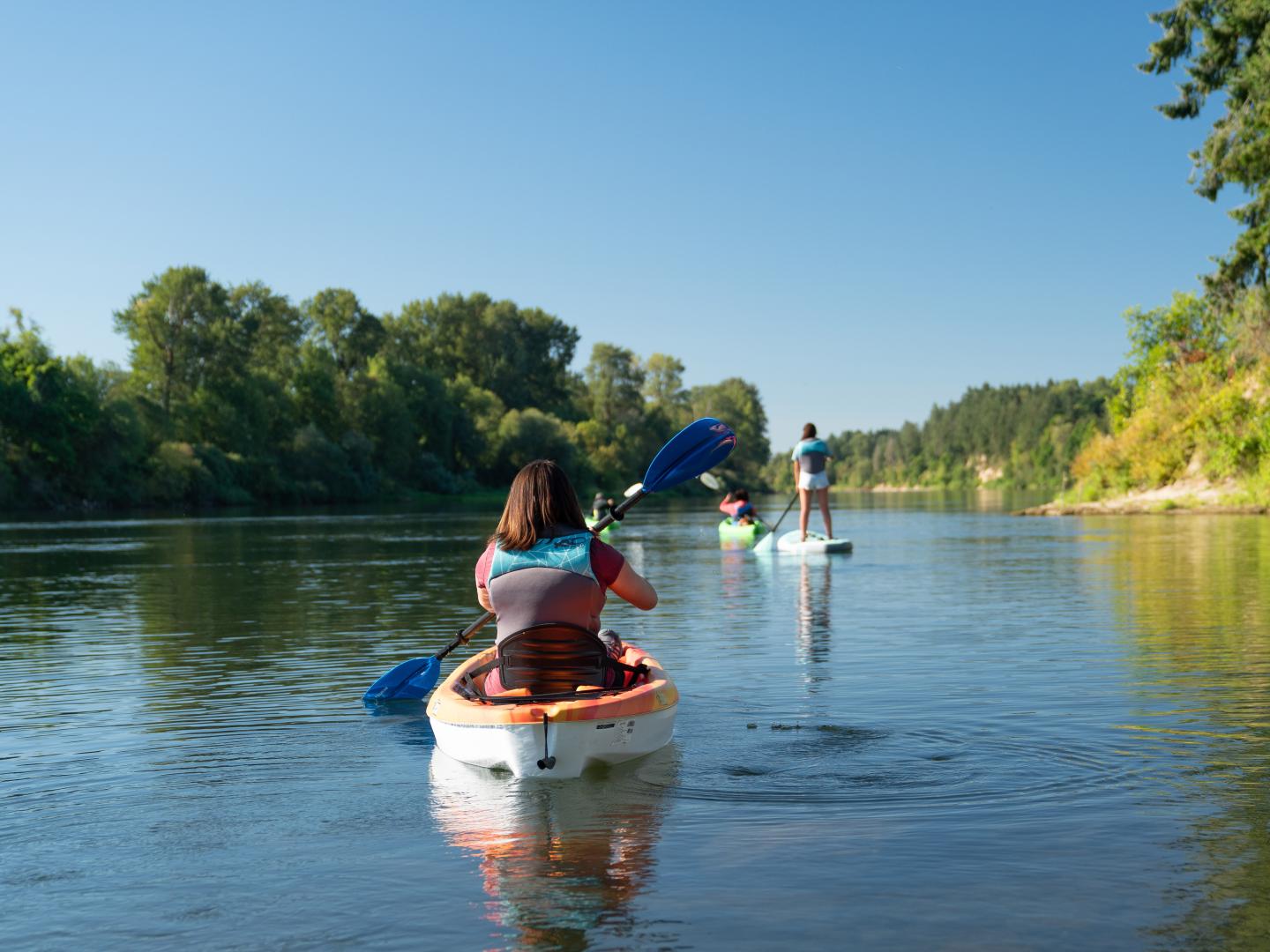 A kayak tour of the Willamette River in the Willamette Valley of Oregon A kayak tour of the Willamette River in the Willamette Valley of Oregon
