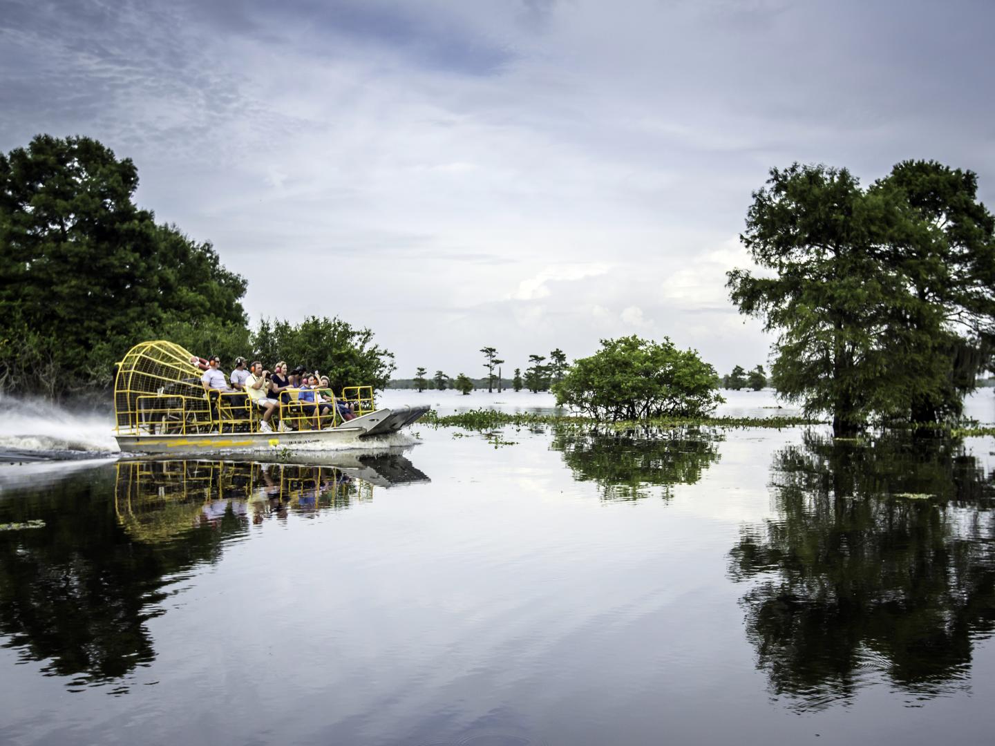 A rip-roaring airboat tour through the basin at Atchafalaya National Heritage Area A rip-roaring airboat tour through the basin at Atchafalaya National Heritage Area
