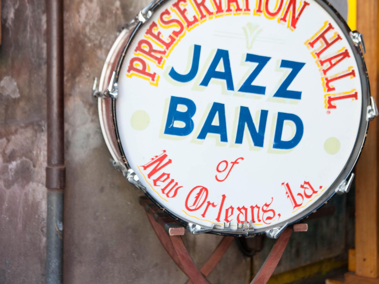 A drum welcomes music-lovers to celebrated Preservation Hall A drum welcomes music-lovers to celebrated Preservation Hall