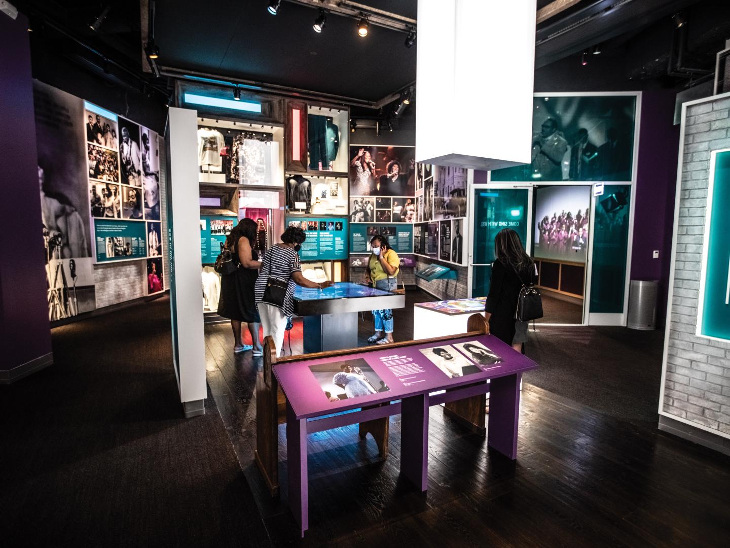 Viewing interactive exhibits at the National Museum of African American Music in Nashville, Tennessee Viewing interactive exhibits at the National Museum of African American Music in Nashville, Tennessee