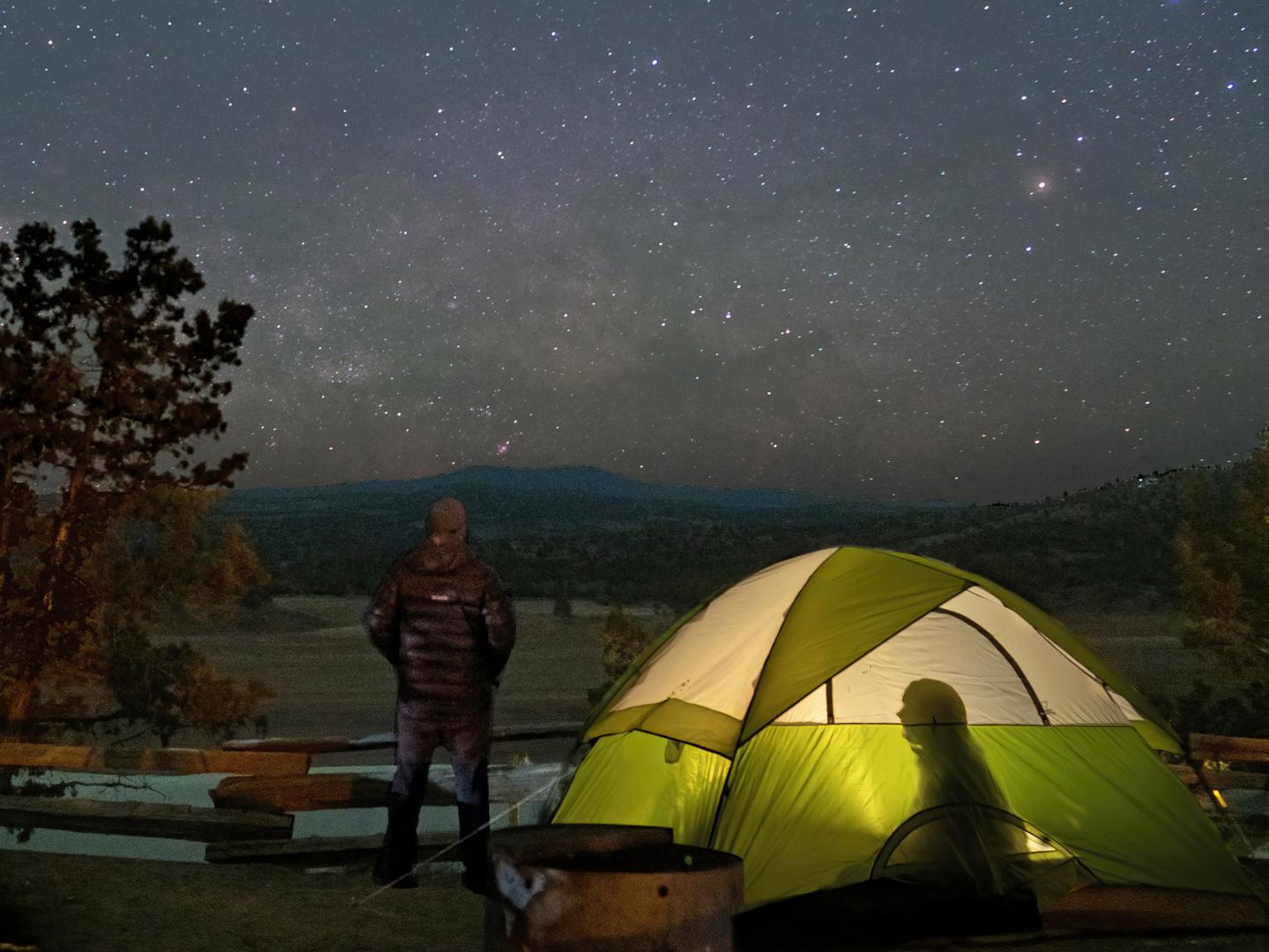 Camping under the stars at Prineville State Park near Prineville, Oregon Camping under the stars at Prineville State Park near Prineville, Oregon